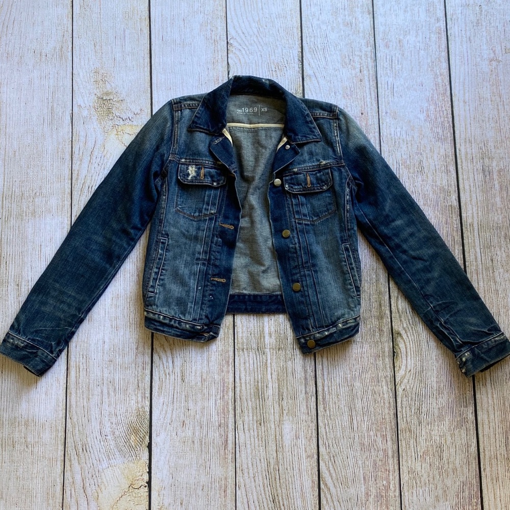 GAP Distressed Jean Jacket, EUC, Size XS